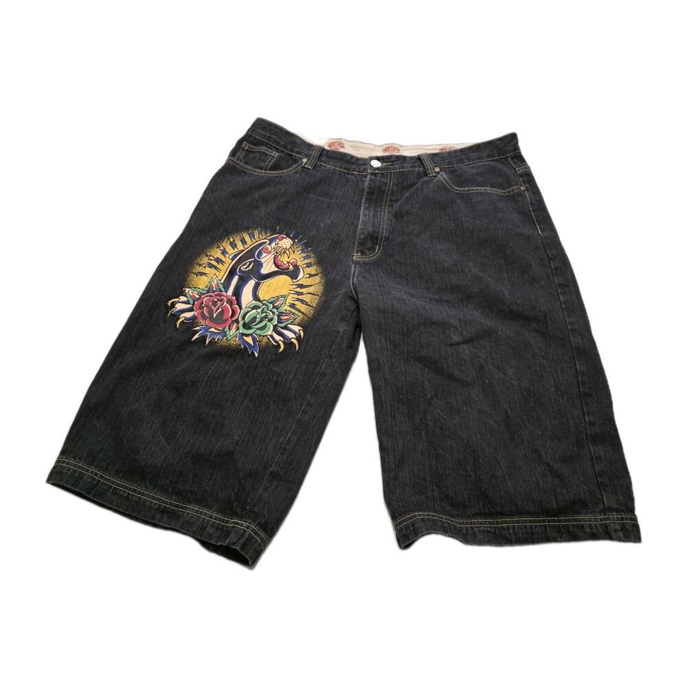 Ed Hardy Men Jean Shorts Size 42” Christian Audigier Vintage Y2K